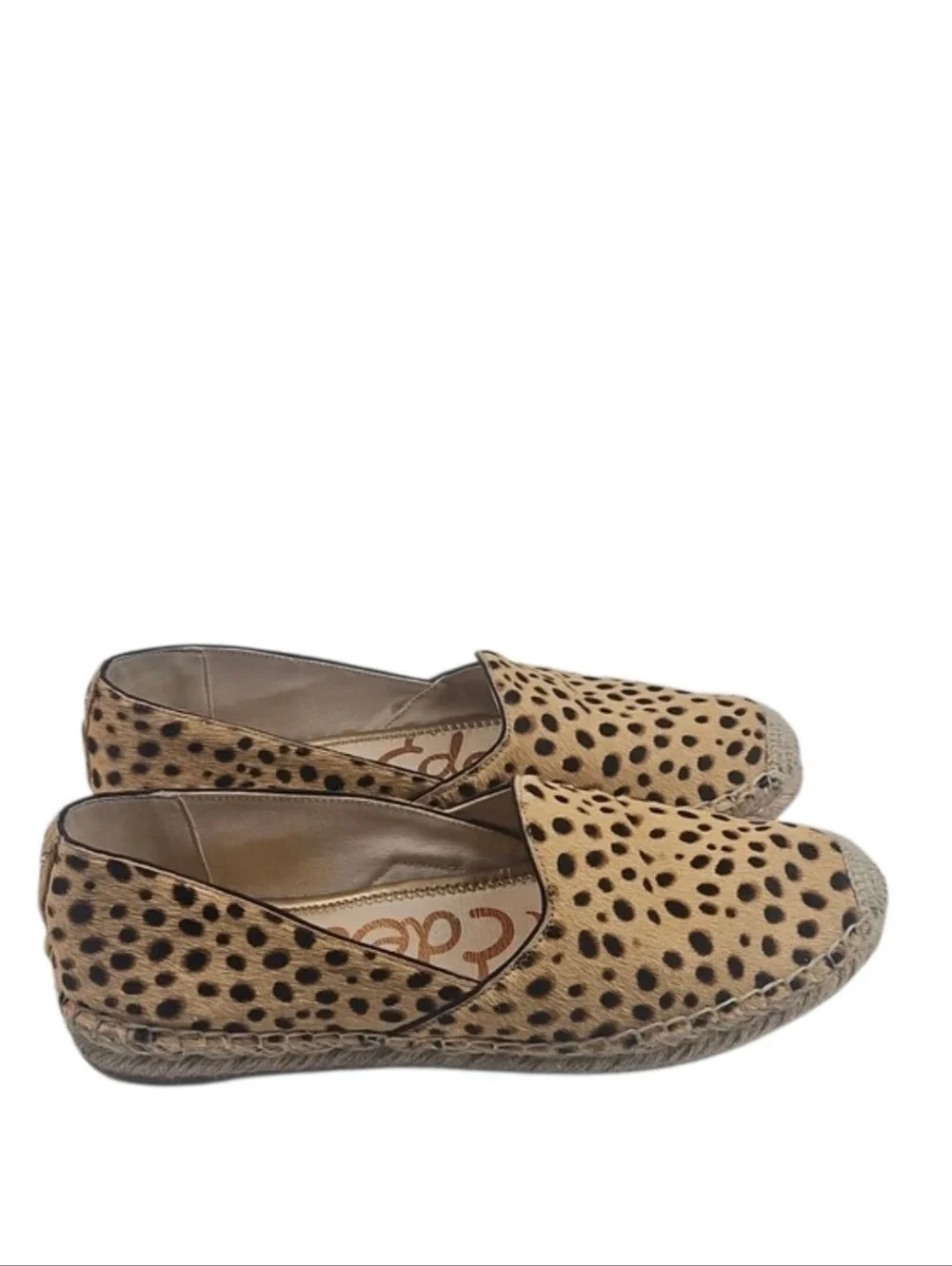 Sam Eldeman Kesia Animal Print Slip-On Espadrilles Women's Shoes Tan Black 8.5
